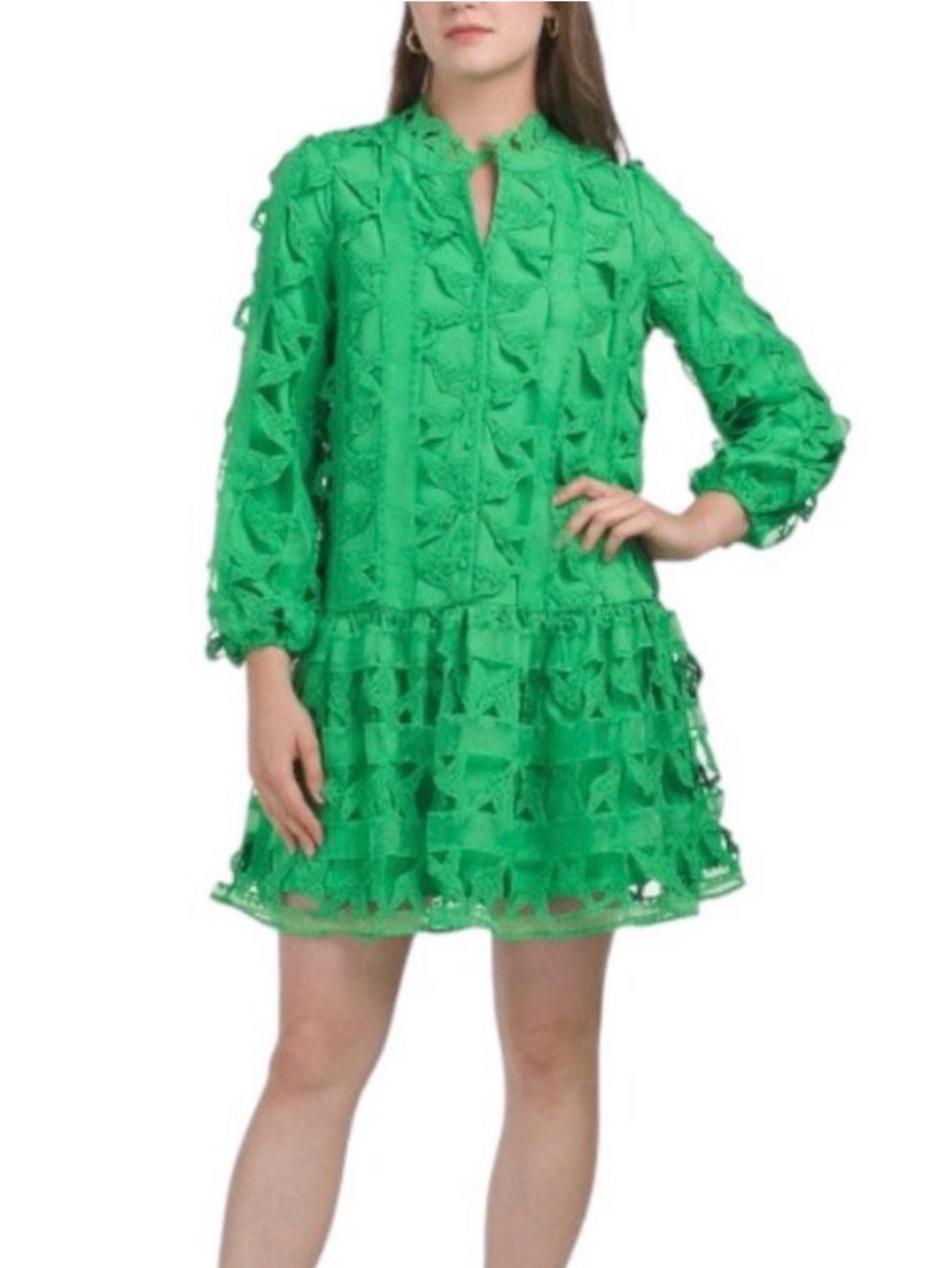 NEW WITH TAGS Ciebon Hummingbird Crochet Dress in Green